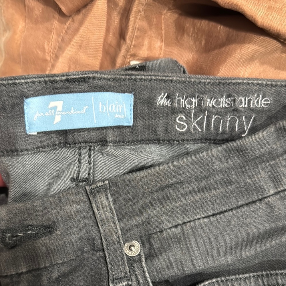 7 For All Mankind Dark Gray High Waist Skinny Jeans